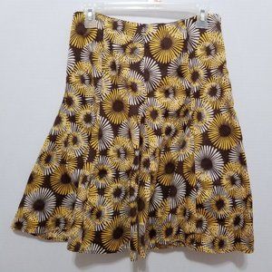 Elliott Lauren skirt 6 floral sunburst sunflower print VINTAGE 100% cotton